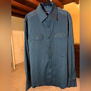 7 Diamonds Black Pinstripe Button Down Shirt